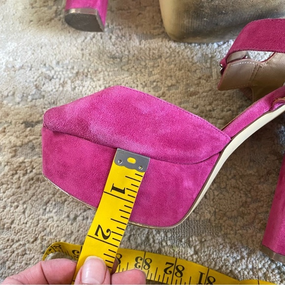 Steve Madden Vintage Y2K Jillyy Platform Heels Fuchsia Pink Suede Leather: 9M - Picture 11 of 12